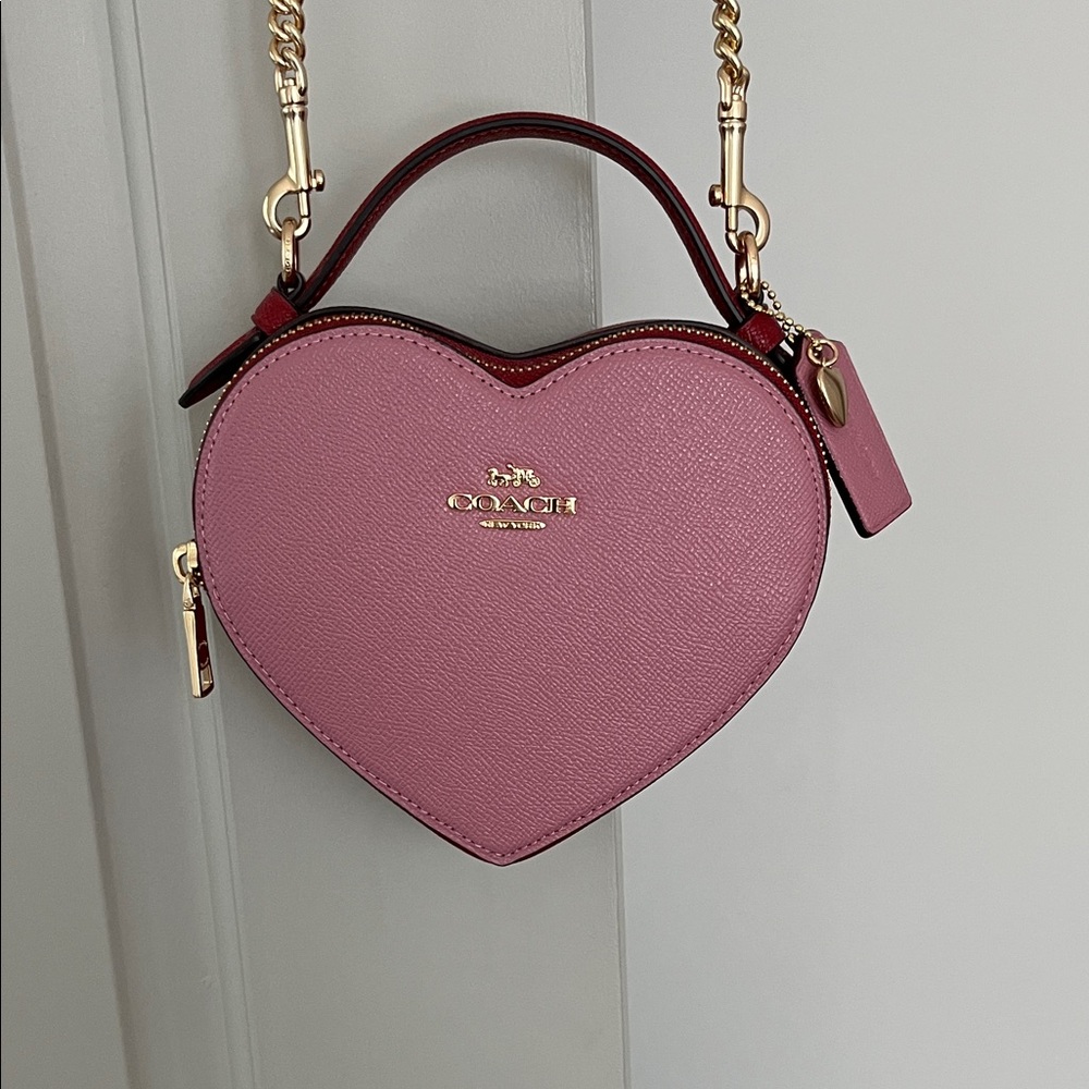 Coach Pink and Red Heart Crossbody Bag